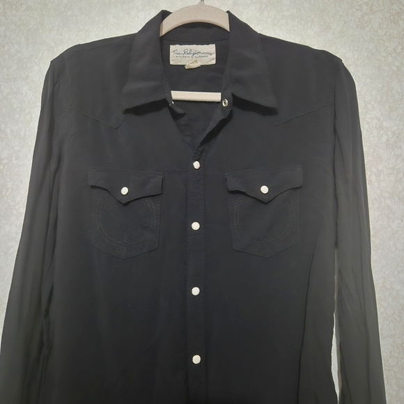 True Religion Black Button Up Shirt..SIZE:L - Picture 6 of 12